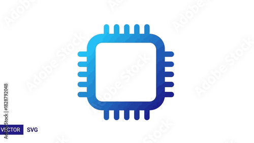 Blue gradient icon of a computer processor or microchip on a white background.