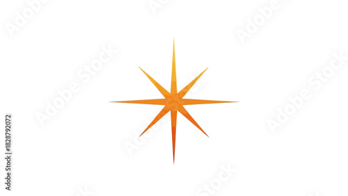 A bright orange starburst or asterisk shape with sharp points radiating outwards on a white background.