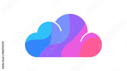 A colorful cloud illustration with a gradient of blue, purple, and pink hues, representing cloud computing.