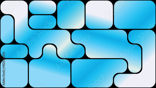 Abstract geometric pattern with color gradients and text elements