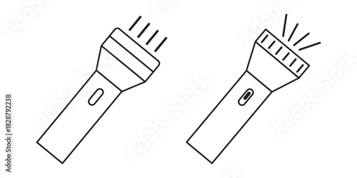 Hand drawn flashlight vector illustration, portable light source, emergency lighting, doodle art.