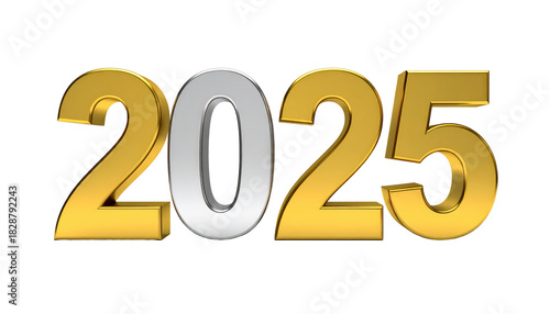 Metallic Gold And Silver Numbers On Transparent Background For New Year Celebrations And Future Projections In Business And Technology-related