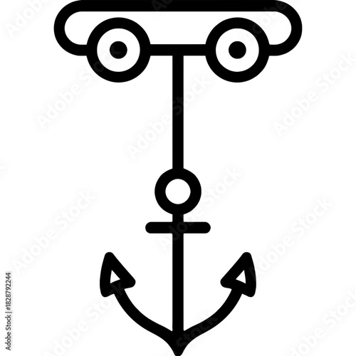 Minimalistic anchor trolley outline icon