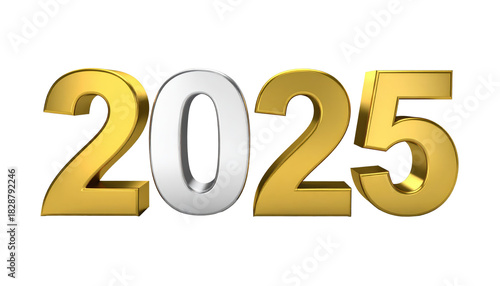 Metallic Gold And Silver Numbers On Transparent Background For New Year Celebrations And Future Projections Representing The Year Ahead