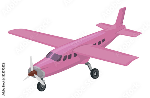Small propeller airplane vector on a white background, perfect for aviation design projects and illustrations of flying