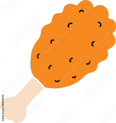 Crispy fried chicken drumstick isolated on transparent background