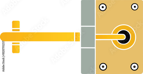 Simple mechanical bolt lock icon isolated on transparent background