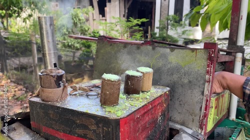 Traditional Steaming Process in a Rustic Outdoor Setup