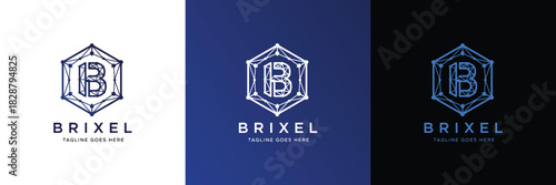 A versatile and modern letter B logo featuring a geometric hexagonal shape with interconnected lines, ideal for technology, business, and digital branding solutions.