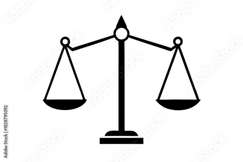 Black Justice scale icon silhouette vector, Justice scale black symbol 
