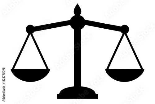 Black Justice scale icon silhouette vector, Justice scale black symbol 
