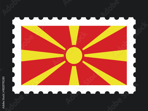 National Flag Postage Stamp Icon for MACEDONIA Mail, Patriotism, and National Identity