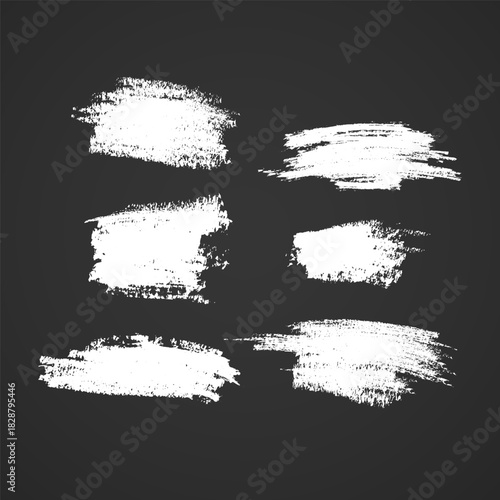 Set of chalk hand drawn, design elements on blackboard Collection of chalked grunge vector hand drawn elements and banners isolated on darck background