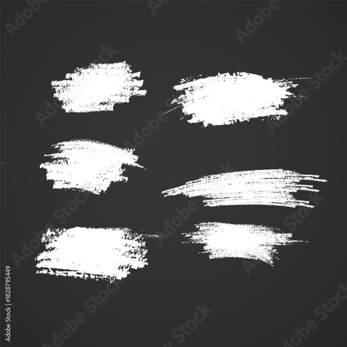 Set of chalk hand drawn, design elements on blackboard Collection of chalked grunge vector hand drawn elements and banners isolated on darck background