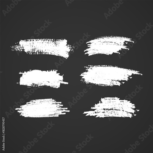 Set of chalk hand drawn, design elements on blackboard Collection of chalked grunge vector hand drawn elements and banners isolated on darck background