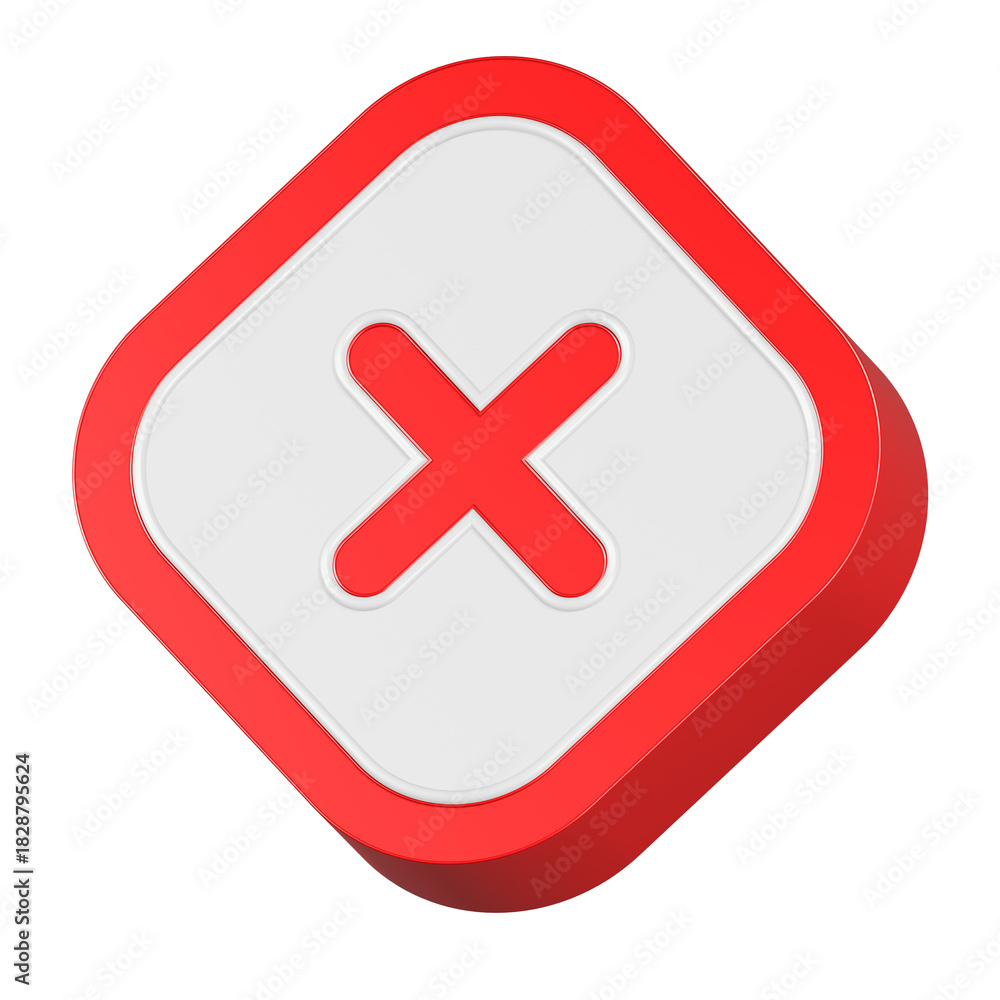 Fototapeta premium cross delete 3d rendering icon white button