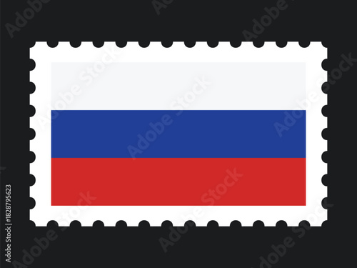 National Flag Postage Stamp Icon for RUSSIA Mail, Patriotism, and National Identity