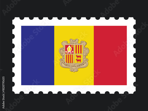 National Flag Postage Stamp Icon for ANDORRA Mail, Patriotism, and National Identity