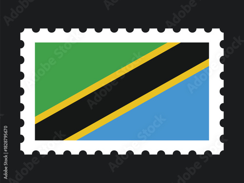 National Flag Postage Stamp Icon for TANZANIA Mail, Patriotism, and National Identity