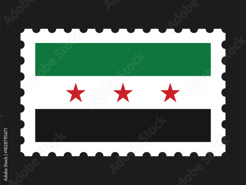 National Flag Postage Stamp Icon for SYRIA Mail, Patriotism, and National Identity