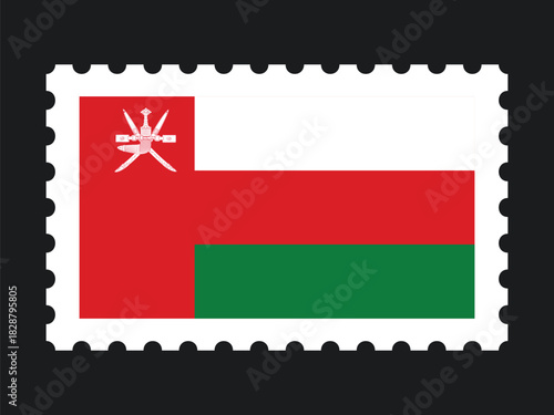 National Flag Postage Stamp Icon for OMAN Mail, Patriotism, and National Identity
