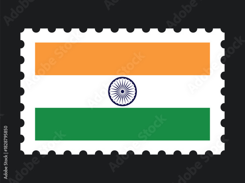 National Flag Postage Stamp Icon for INDIA Mail, Patriotism, and National Identity
