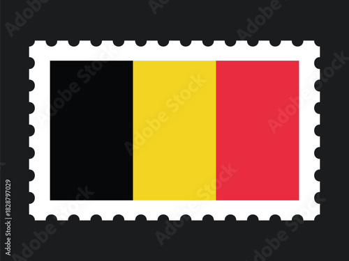National Flag Postage Stamp Icon for BELGIUM Mail, Patriotism, and National Identity