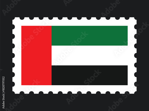 National Flag Postage Stamp Icon for UAE Mail, Patriotism, and National Identity
