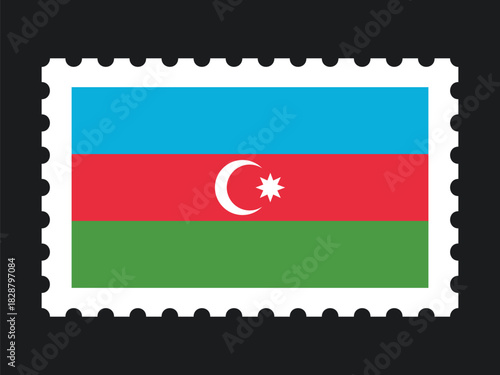 National Flag Postage Stamp Icon for AZERBAIJAN Mail, Patriotism, and National Identity