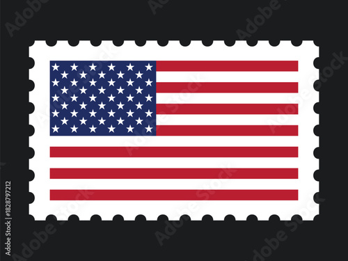 National Flag Postage Stamp Icon for USA Mail, Patriotism, and National Identity