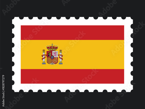 National Flag Postage Stamp Icon for SPAIN Mail, Patriotism, and National Identity