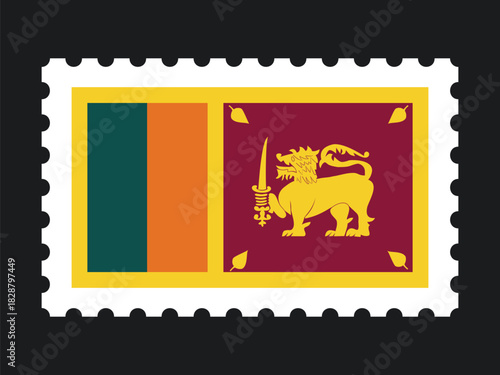 National Flag Postage Stamp Icon for SRI LANKA Mail, Patriotism, and National Identity