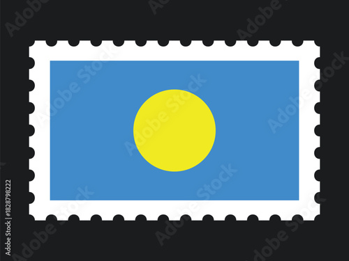 National Flag Postage Stamp Icon for PALAU Mail, Patriotism, and National Identity
