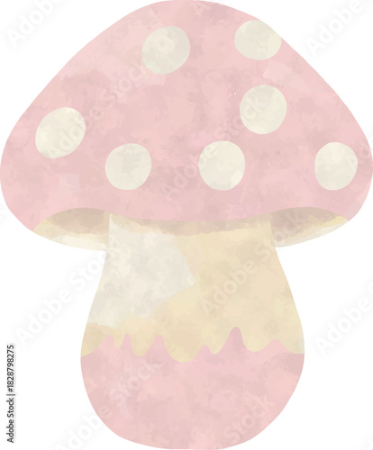 Cute Pink Mushroom – Watercolor Woodland Nursery Clipart