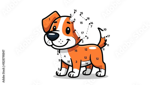 Connect the Dots Playful Puppy Puzzle Illustration for Children's Learning and Fun
