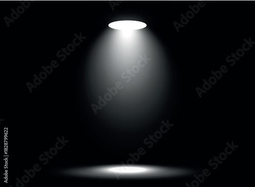 Dramatic  Abstract White Spotlight Beam Displaying Product or Subject on Dark Stage Background