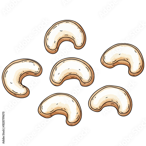 Austrian Vanillekipferl Christmas Cookies Vector Illustration
