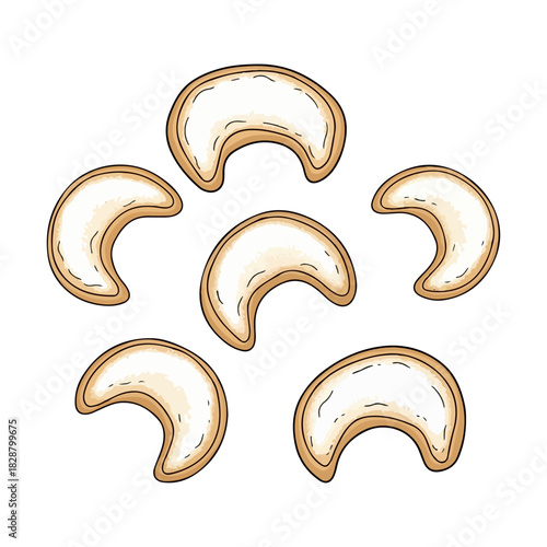Austrian Vanillekipferl Christmas Cookies Vector Illustration
