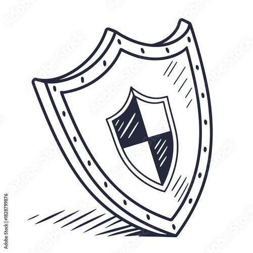 Hand drawn shield, symbol of protection and security