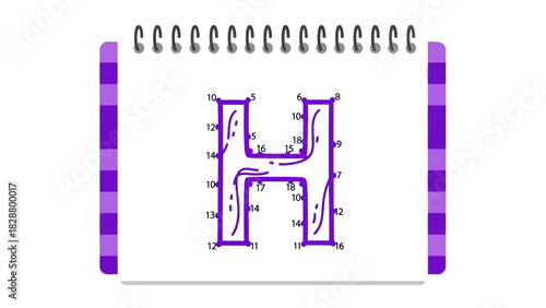 Connect the Dots Letter H Educational Exercise on Spiral Notebook