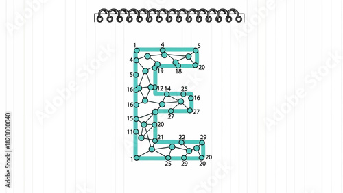 Letter E Connection A Dot-to-Dot Puzzle Illustration on Notebook Paper