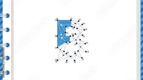 Abstract Geometric Shapes Forming a Letter E Design with Connection Points