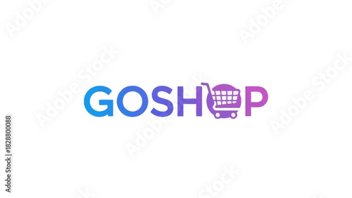 Goshop logo design with a shopping cart icon, branding for online shopping business, modern e-commerce design