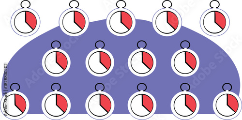 Illustration of stopwatches showing different time intervals