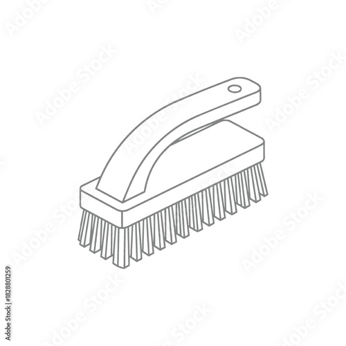Household Cleaning Brush Line Art Illustration