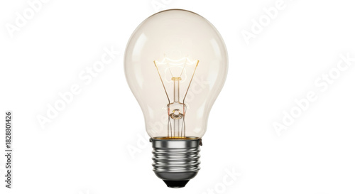 Classic incandescent light bulb isolated PNG on transparent background, vintage style electric lamp for retro design and energy concepts
