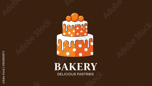 Bakery Logo Design with Decorated Cake and Pastries - Confectionery and Dessert Shop Graphic