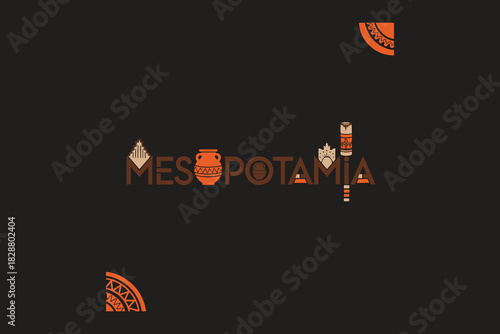 Mesopotamia Typography with Ancient Artifacts and Patterns Keywords: Mesopotamia, Typography, Ancient