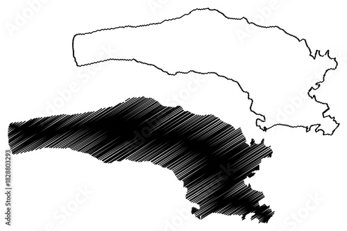 Geographical Society island (Kingdom of Denmark, Greenland, North America) map vector illustration, scribble sketch Geographical Society map