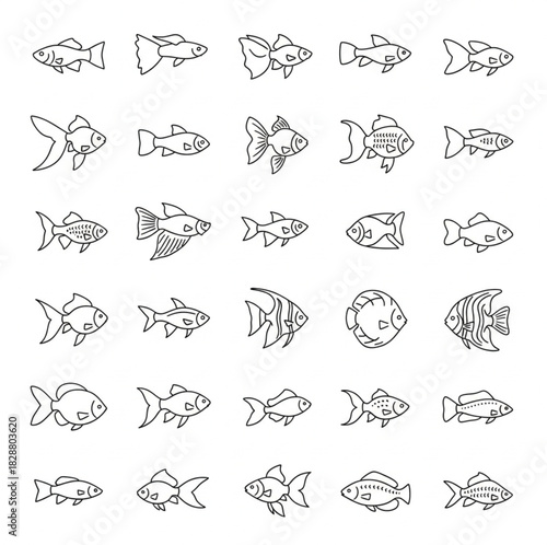 Cartoon Fish Grid – Stylized Marine Life Pattern Recognition Set